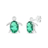 Thumbnail Image 0 of Oval Lab-Created Emerald Sea Turtle Stud Earrings in Sterling Silver