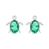 Oval Lab-Created Emerald Sea Turtle Stud Earrings in Sterling Silver