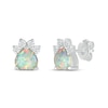 Thumbnail Image 0 of 6.0mm Heart-Shaped Lab-Created Opal and White Lab-Created Sapphire Paw Print Stud Earrings in Sterling Silver