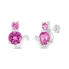 Thumbnail Image 0 of Pink Lab-Created Sapphire Cat Stud Earrings in Sterling Silver