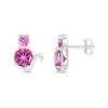 Thumbnail Image 1 of Pink Lab-Created Sapphire Cat Stud Earrings in Sterling Silver