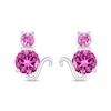 Thumbnail Image 2 of Pink Lab-Created Sapphire Cat Stud Earrings in Sterling Silver