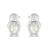 Thumbnail Image 2 of Oval Lab-Created Opal and Diamond Accent Penguin Outline Stud Earrings in Sterling Silver