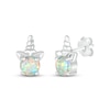Thumbnail Image 0 of 5.0mm Lab-Created Opal Solitaire Unicorn Stud Earrings in Sterling Silver