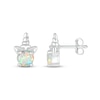 Thumbnail Image 1 of 5.0mm Lab-Created Opal Solitaire Unicorn Stud Earrings in Sterling Silver