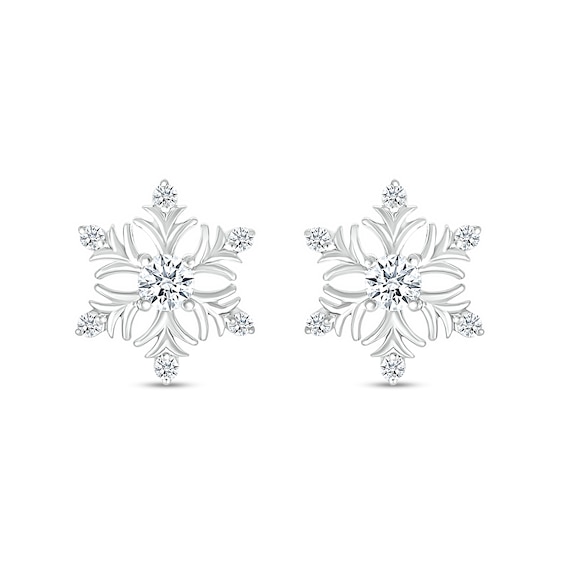 3.5mm White Lab-Created Sapphire Snowflake Stud Earrings in Sterling Silver