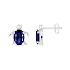 Thumbnail Image 2 of Oval Blue Lab-Created Sapphire Sea Turtle Stud Earrings in Sterling Silver