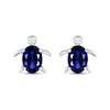 Thumbnail Image 2 of Oval Blue Lab-Created Sapphire Sea Turtle Stud Earrings in Sterling Silver