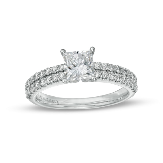 TRUE Lab-Created Diamonds by Vera Wang Love 1.45 CT. T.W. Double Row Shank Engagement Ring in 14K White Gold