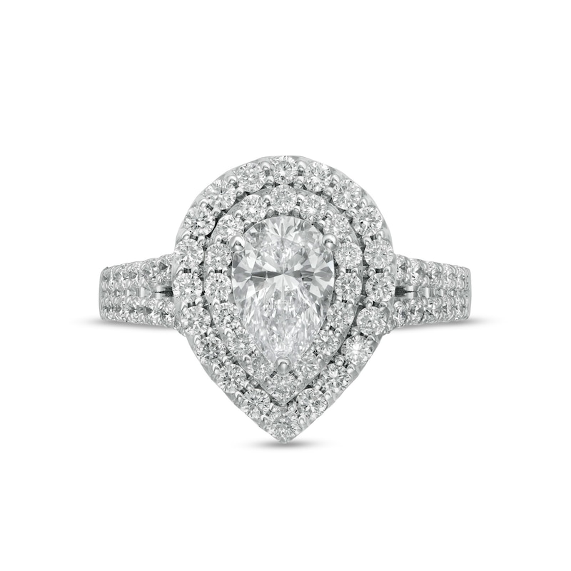 TRUE Lab-Created Diamonds by Vera Wang Love 1.95 CT. T.W. Double Frame Engagement Ring in 14K White Gold|Peoples Jewellers