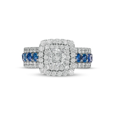 Vera Wang Love Collection 1.95 CT. T.W. Certified Lab-Created Diamond Engagement Ring with Blue Sapphires in 14K White Gold