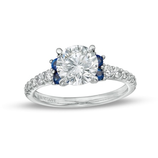 Vera Wang Love Collection 1.69 CT. T.W. Certified Lab-Created Diamond Engagement Ring with Blue Sapphires in 14K White Gold