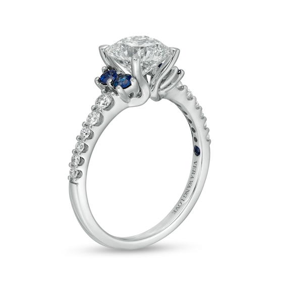 Vera Wang Love Collection 1.69 CT. T.W. Certified Lab-Created Diamond Engagement Ring with Blue Sapphires in 14K White Gold