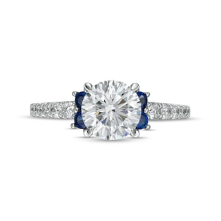 Vera Wang Love Collection 1.69 CT. T.W. Certified Lab-Created Diamond Engagement Ring with Blue Sapphires in 14K White Gold