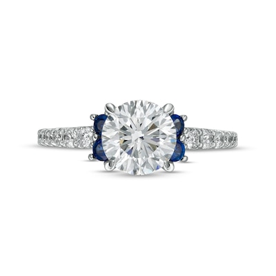 Vera Wang Love Collection 1.69 CT. T.W. Certified Lab-Created Diamond Engagement Ring with Blue Sapphires in 14K White Gold