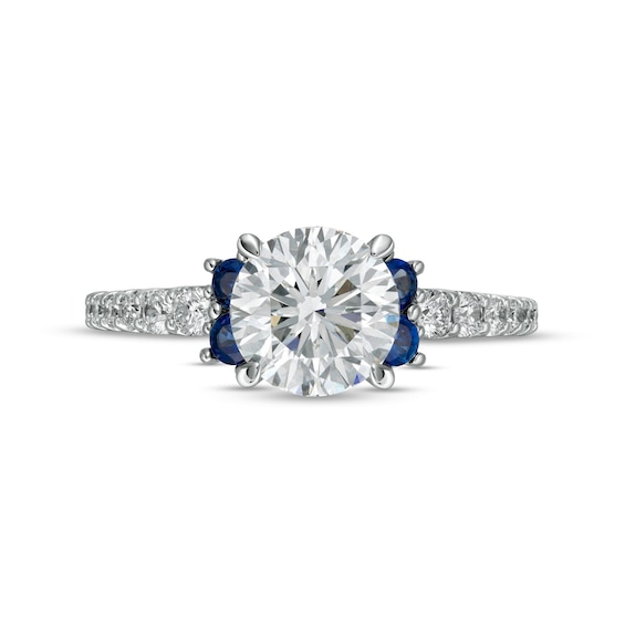 Vera Wang Love Collection 1.69 CT. T.W. Certified Lab-Created Diamond Engagement Ring with Blue Sapphires in 14K White Gold