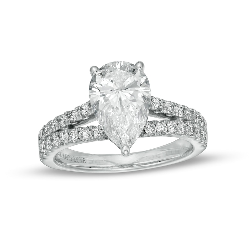 TRUE Lab-Created Diamonds by Vera Wang Love 2.69 CT. T.W. Split Shank Engagement Ring in 14K White Gold (F/VS2)|Peoples Jewellers