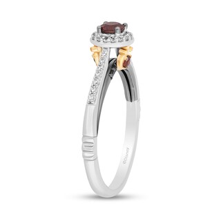 Enchanted Disney Evil Queen Garnet and 0.18 CT. T.W. Diamond Ring in Sterling Silver and 10K Gold