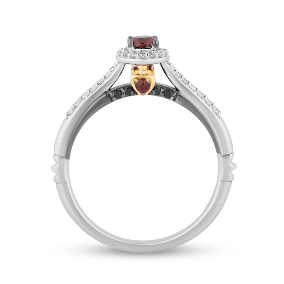 Enchanted Disney Evil Queen Garnet and 0.18 CT. T.W. Diamond Ring in Sterling Silver and 10K Gold