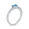 Thumbnail Image 2 of Sideways Baguette Swiss Blue Topaz and 0.12 CT. T.W. Diamond Stackable Ring in 10K White Gold