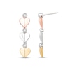 Thumbnail Image 0 of 0.12 CT. T.W. Diamond Triple Heart Drop Earrings in Sterling Silver and 10K Two-Tone Gold