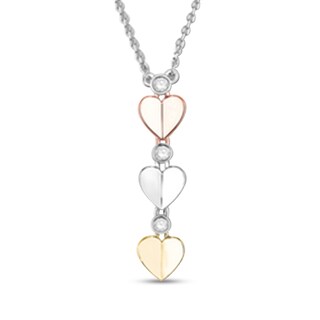 0.07 CT. T.W. Diamond Heart Trio Pendant in Sterling Silver and 10K Two-Tone Gold – 19"