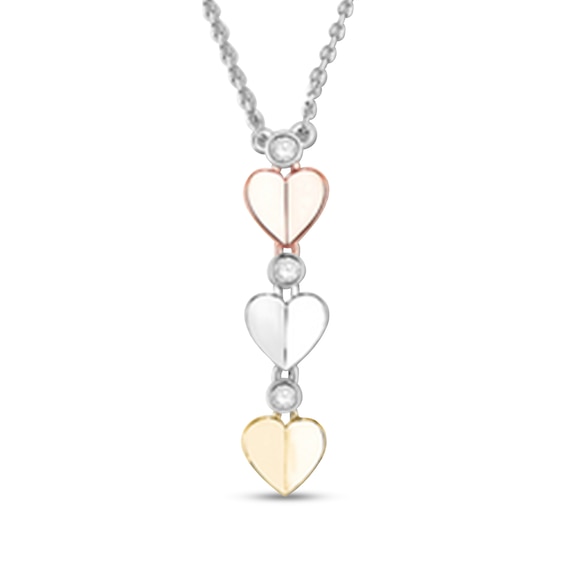 0.07 CT. T.W. Diamond Heart Trio Pendant in Sterling Silver and 10K Two-Tone Gold – 19"