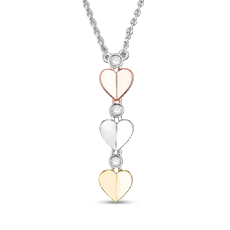 0.07 CT. T.W. Diamond Heart Trio Pendant in Sterling Silver and 10K Two-Tone Gold – 19"|Peoples Jewellers