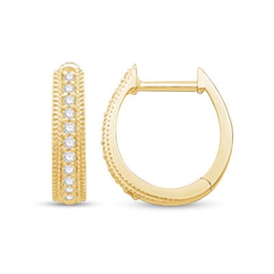 0.12 CT. T.W. Diamond Hoop Earrings in 10K Gold