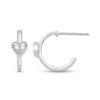 Thumbnail Image 0 of 0.07 CT. T.W. Diamond Heart Huggie Hoop Earrings in Sterling Silver