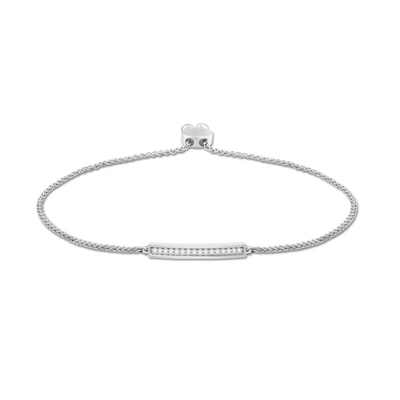 0.09 CT. T.W. Diamond Bar Bolo Bracelet in Sterling Silver – 9.5"