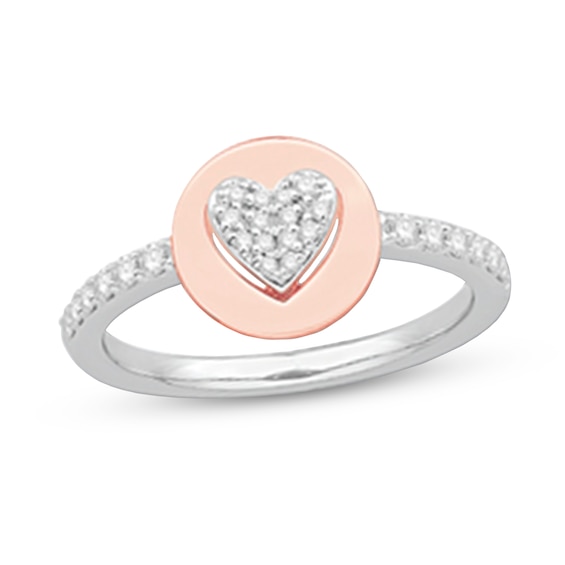 0.23 CT. T.W. Composite Diamond Heart Ring in Sterling Silver and 10K Rose Gold