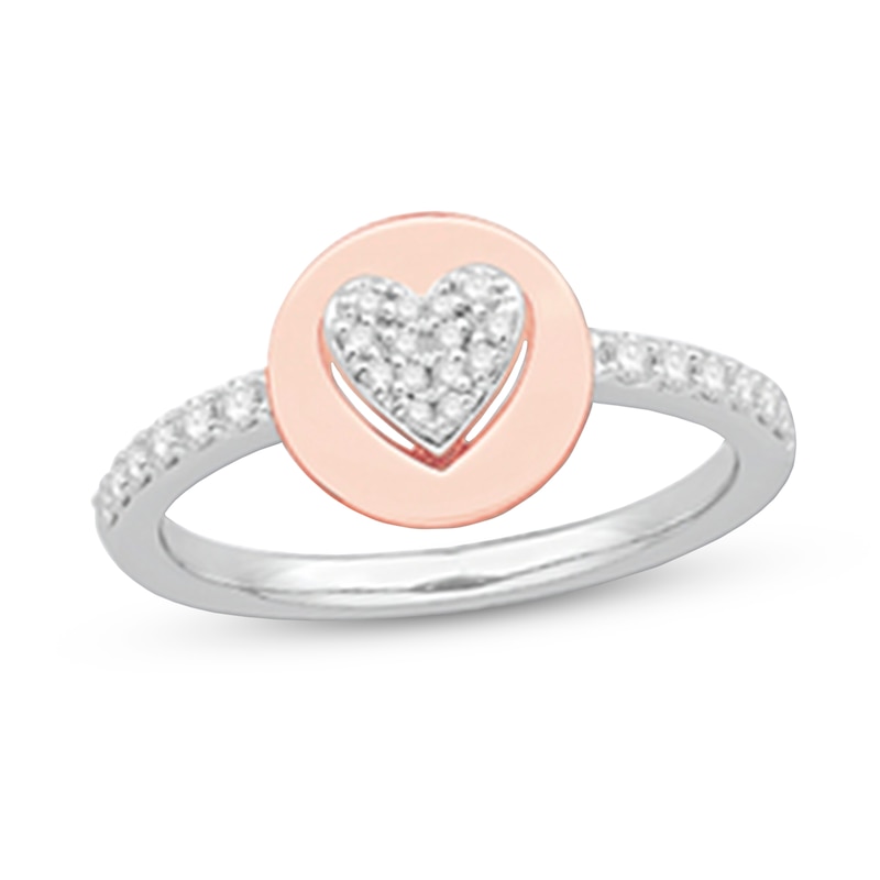 0.23 CT. T.W. Composite Diamond Heart Ring in Sterling Silver and 10K Rose Gold|Peoples Jewellers