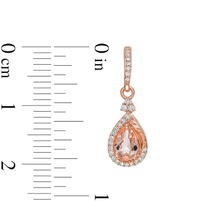 Pear-Shaped Morganite and 0.145 CT. T.W. Diamond Frame Tri-Top Teardrop Earrings in 10K Rose Gold