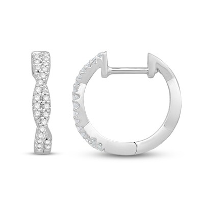 0.45 CT. T.W. Diamond Twist Hoop Earrings in 10K White Gold