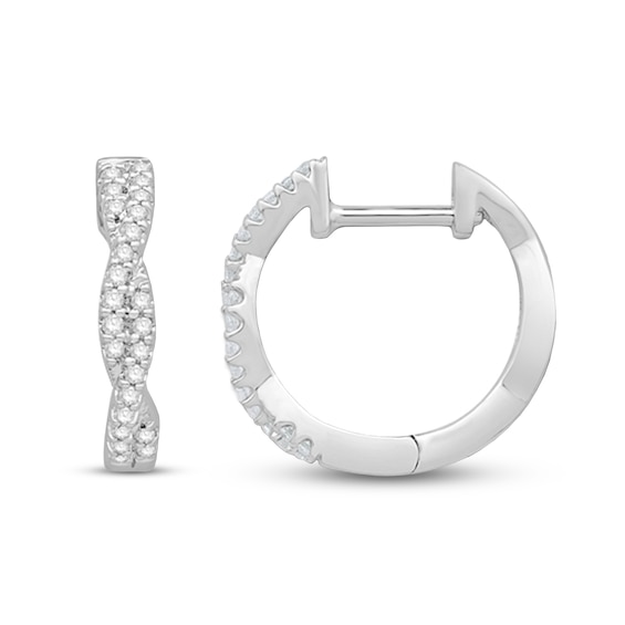 0.45 CT. T.W. Diamond Twist Hoop Earrings in 10K White Gold