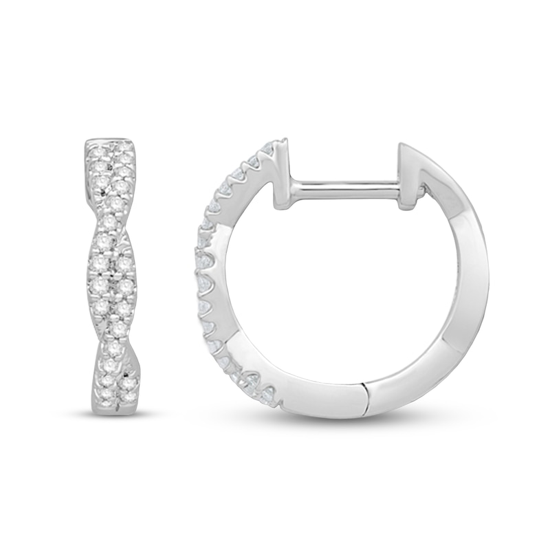 0.45 CT. T.W. Diamond Twist Hoop Earrings in 10K White Gold|Peoples Jewellers