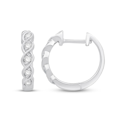 0.18 CT. T.W. Diamond Spiral Hoop Earrings in 10K White Gold