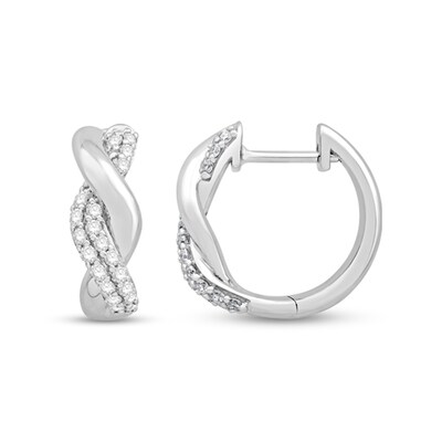 0.29 CT. T.W. Diamond Twist Hoop Earrings in Sterling Silver