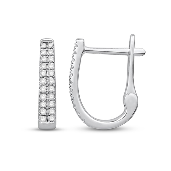 0.23 CT. T.W. Diamond Double Row Huggie Hoop Earrings in 10K White Gold