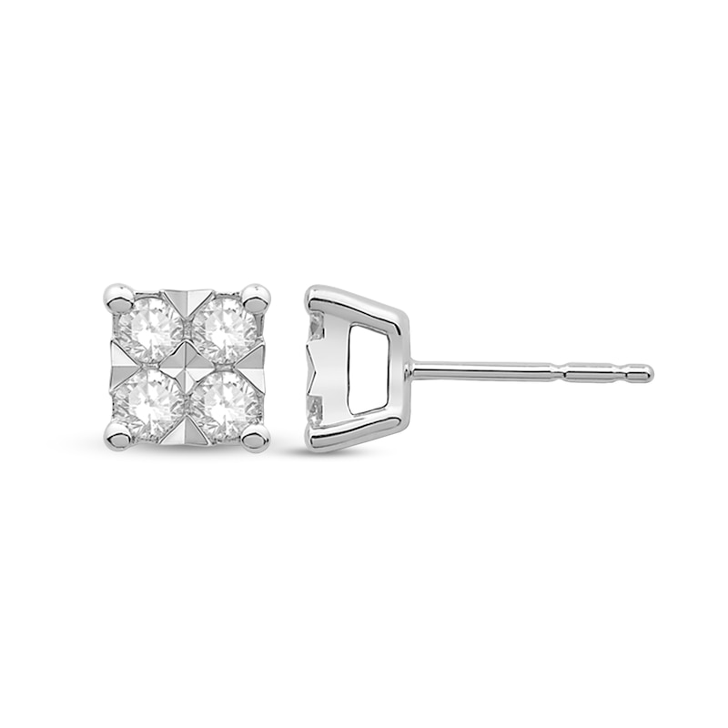 0.45 CT. T.W. Quad Diamond Square-Shaped Stud Earrings in 10K White Gold|Peoples Jewellers