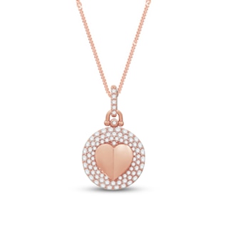 0.69 CT. T.W. Diamond Triple Frame Heart Pendant in 10K Rose Gold – 19"