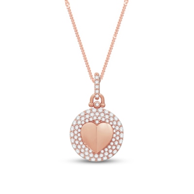 0.69 CT. T.W. Diamond Triple Frame Heart Pendant in 10K Rose Gold – 19"