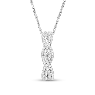 0.29 CT. T.W. Diamond Twist Double Row Pendant in 10K White Gold – 19"