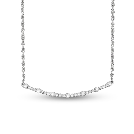 1.18 CT. T.W. Diamond Curved Bar Necklace in 14K White Gold