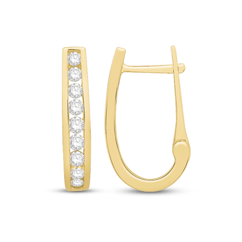 0.95 CT. T.W. Diamond Hoop Earrings in 14K Gold|Peoples Jewellers