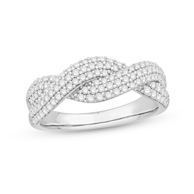 0.69 CT. T.W. Diamond Twist Multi-Row Ring in 10K White Gold