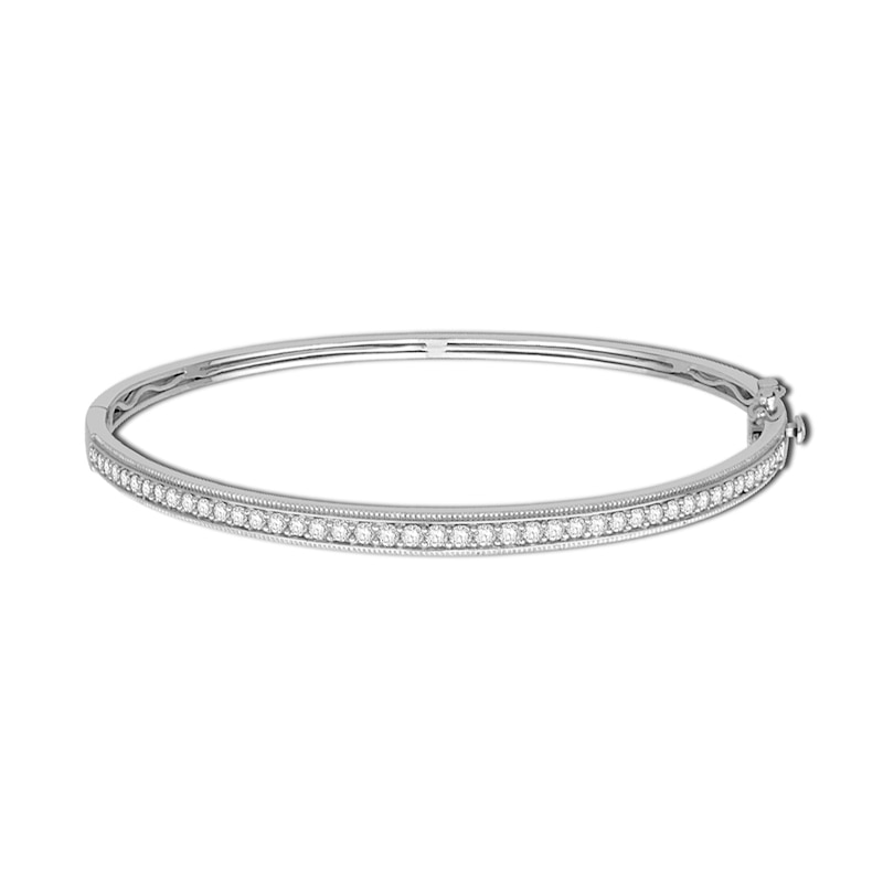 0.95 CT. T.W. Diamond Line Bangle in 14K White Gold|Peoples Jewellers