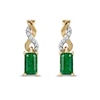 Thumbnail Image 1 of Emerald-Cut Emerald and Diamond Accent Twist Drop Earrings in 14K Gold