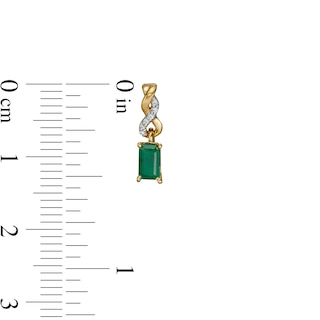 Emerald-Cut Emerald and Diamond Accent Twist Drop Earrings in 14K Gold